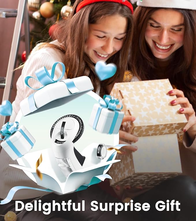 Vixic Embossing Label Maker Machine with Tape, Vintage Manual Label Maker Embossed, Retro Punch Labeler with 1 Rolls 3D Tape Waterproof for Home Kitchen DIY Crafting Kids