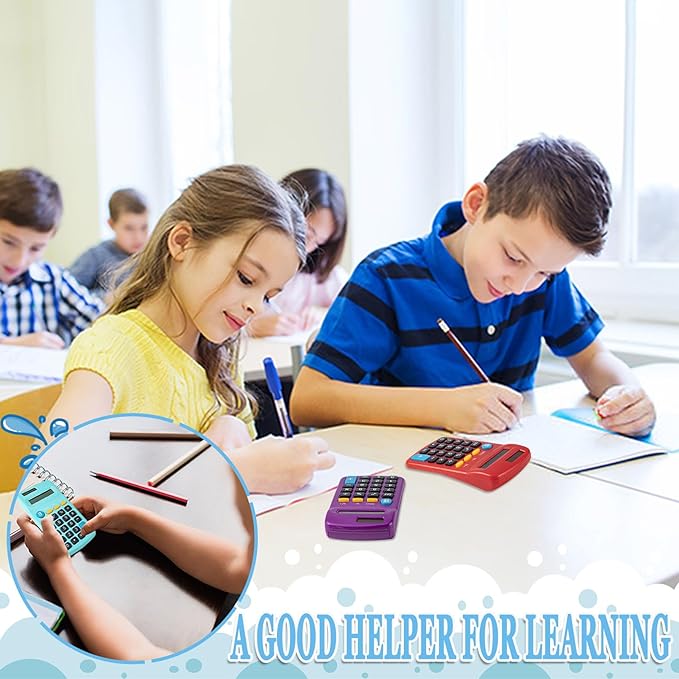 18 Pack Mini Pocket Calculators, Solar & Battery Power, 8 Digit Display, Bulk for Students, Kids, School, Home, Office (9 Colors)