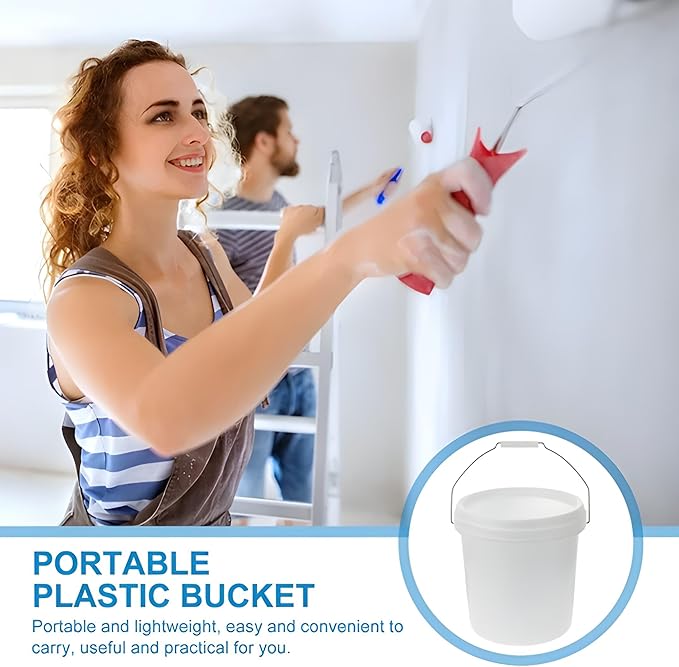 ATERET 2 Gallon White Bucket Only - All Purpose Pails - Food Grade - Made in USA - BPA Free Plastic (3 Pack)