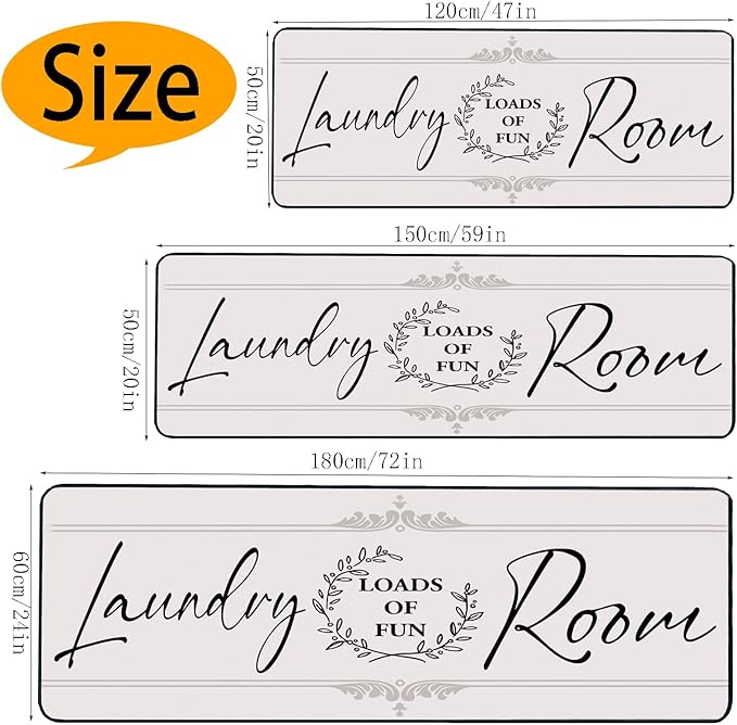 Laundry Room Rug Runner 20"X59" Non Slip Farmhouse Mats Organization and Washable Floor Long Rugs for Laundry Room Accessories Mudroom Kitchen Bathroom Area Rugs Decor