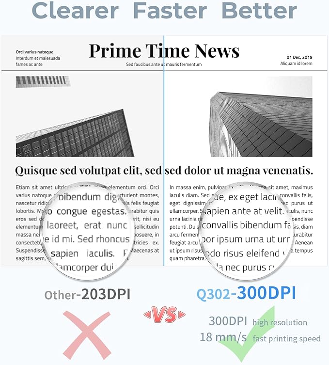 Portable Printers Wireless for Travel,Q302 WiFi Inkless Thermal Printer with Reverse Charging, Phone Printer Supports US Letter/A4/B5/A5, Bluetooth Printers for Home Use Office,300DPI