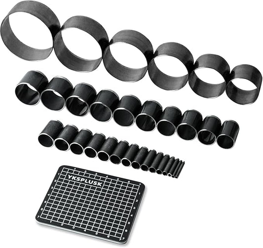 Leather Circle Cutter Tool Set, 31 Pieces Circle Punch Tools 1-25mm 30 35 40 45 50 55mm, High Carbon Steel Round Leather Cutting Dies - Hole Punch Tool Kit for DIY Crafts