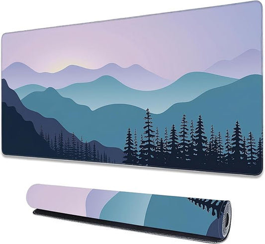 Large Extended Mouse Pad Art Colorful Mountains Desk Mat,Large Gaming Mouse Pad,Big Desk Pad with Thick Stitched Edges Suit for Home Office or Gaming 35.4x15.7 Inch