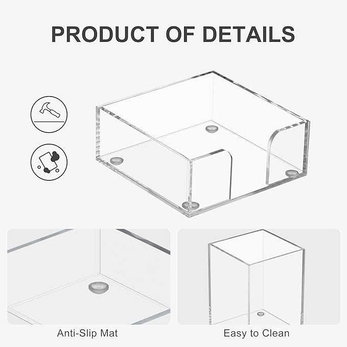 HBlife Office Desk Organizer Set of 3 with Pen Pencil Holder, Paperclip Storage and Sticky Note Holder, Clear Acrylic Desktop Accessories and Workspace Organizers for Women or Men