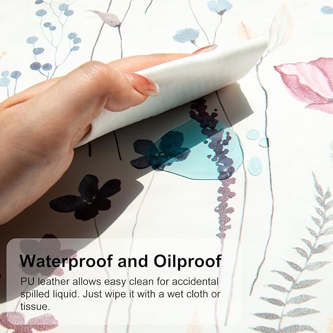 QiyI Large Mouse Pad, Cute Flower Desk Mat for Desktop, Women Girls Floral Office Décor Accessories, PU Leather Waterproof Big Gaming Mousepad, Wildflowers Desk Pad Computer Mat, 31.5" x 15.7"