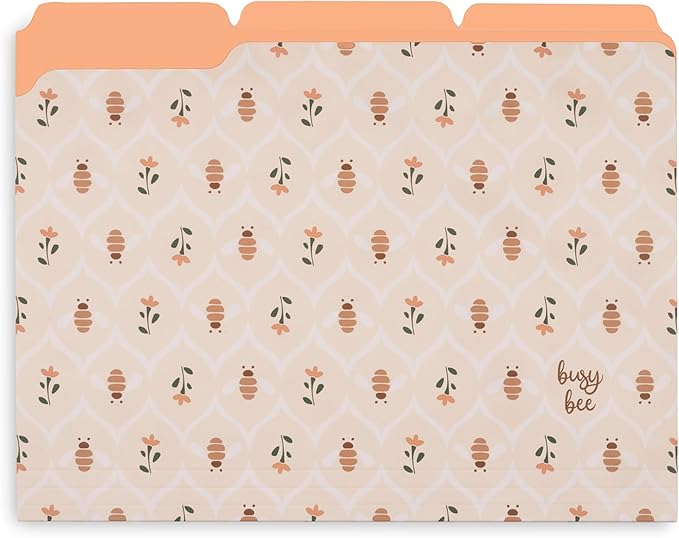 Steel Mill & Co Cute File Folders, Set of 9, Document Organizer for Filing Cabinet, Decorative Letter Size Files, Bees