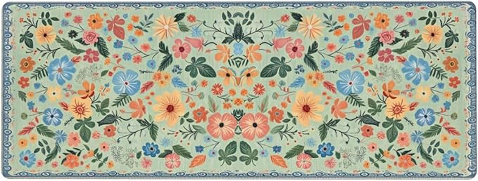 Gaming Mouse Pad, Large Non-Slip Rubber Base Mousepad, Keyboard Mouse Mat, Desk Pad with Stitched Edges, 31.5x11.8inch, Wilde Flower