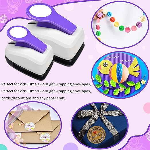 Circle Hole Punch Set for Scrapbooking, Craft Circle Hole Punch 2 Inch 1.5 Inch 1 Inch 5/8 Inch 3/8 Inch, Circle Paper Punchers for Card Making, Crafting DIY Albums Photos Office Supplies