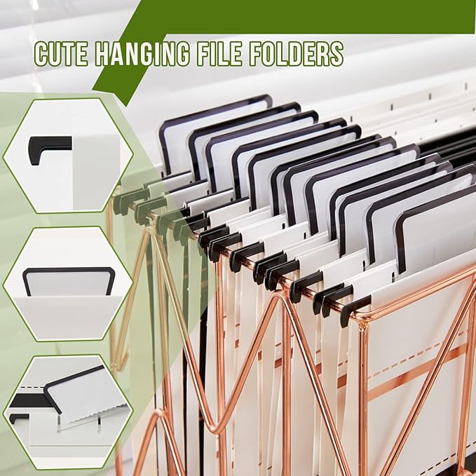 12 Pack Hanging File Folders Filing Cabinet Organizer Letter Size 1/5 Cut Adjustable Tabs Decorative for Home Office School Classroom