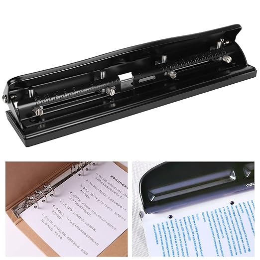 4 Hole Punch, 4 Ring Hole Puncher, Adjustable Punch Paper Heavy Duty, 10 Sheets Binder Hole Puncher for File Folder Office Home Punching Machines