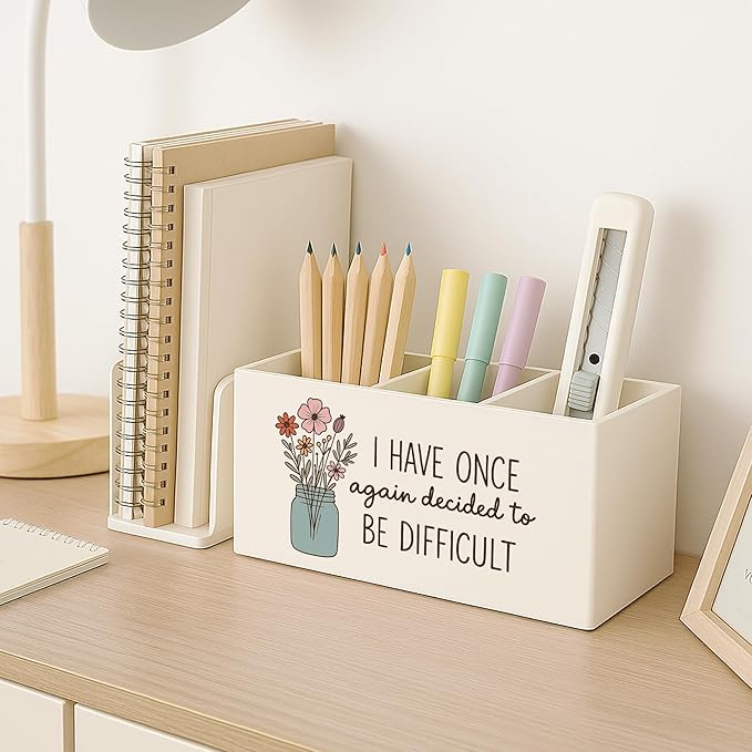 Funny Mental Health Pen Pencil Holder for Desk, Sarcastic Office Humor Gifts for Coworkers, I Have Once Again Decided to Be Difficult Funny Pencil Cup for Office