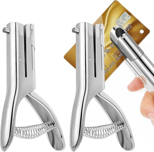 Heavy Duty Hole Punch Single One Hole Puncher Paper Hole Punch Long Reach Reduced Effort 2 Inch Deep Throat Hand Alloy Punch for ID PVC Cards 5 Inch Tall 25 Sheet Capacity(2 Pcs,1/4 Inch Hole)