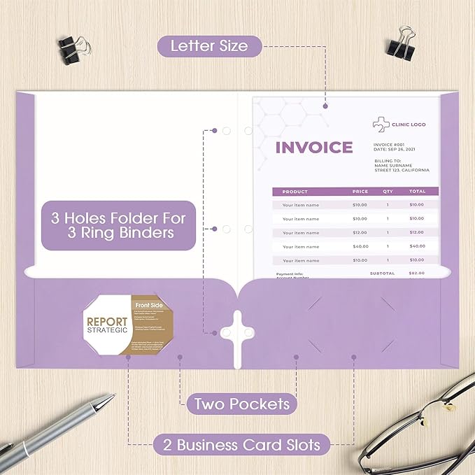 Folders with Pockets, 2 Pocket Folders Bulk (120 Pack, Assorted Colors), Paper Folders with Pockets 3 Hole Punched with Business Card Slot, Letter Size, File Folders for School Office Home