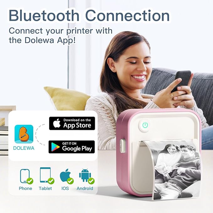 Label Maker, Portable Thermal Printer Compatible with iOS & Android, Sticker Maker for School, Home, Office, Photos, Notes