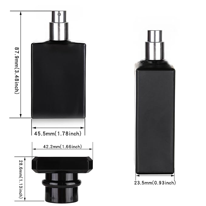 6 Pack 30ml / 1 Oz Clear Black Refillable Perfume Bottle, Portable Square Empty Glass Perfume Atomizer Bottle Spray Applicator with 4 kinds of perfume dispenser(3 Pack clear 3 Pack Black Assorted