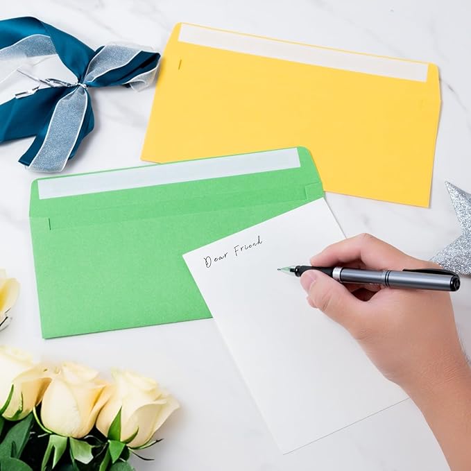 Keketer 50 Pack #10 Colored Business Envelopes Self Seal, 4.13 x 9.49 Inches Standard for Office, Business Checks, Invoices, Letter Mailing, Letters, Invitations