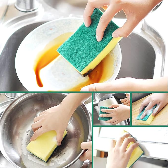 Individually Wrapped Sponges, Kitchen Dishwashing Sponge Bulk, Non Scratch Dishes Scouring Pad Dishcloth, Odor-Free Sponge Wipes for Household Cleaning Dishes Travel Apartments (30 Pack)