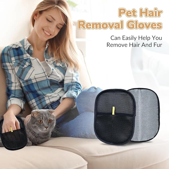 TZKGZP Pet Hair Removal Gloves, Electrostatic Pet Hair Grooming Gloves for Dog & Cat, Reusable for Carpet, Clothing,Furniture,Clothing, Couch,Bed,Curtain-3 PCS