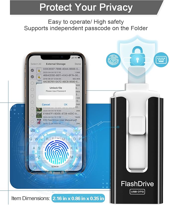 Sunany Flash Drive 512GB Thumb Drive USB Memory Stick High Speed External Storage USB Stick Photo Stick for Phone, Pad, Android, PC and More Devices (Black)