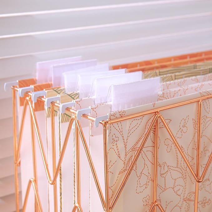 6 Pack Hanging File Folder Letter Size Reinforced Hanging Folders with 1/5-Cut Adjustable Tabs File Folders for Filing Cabinet Organizer for Office Home, Plant Line Design