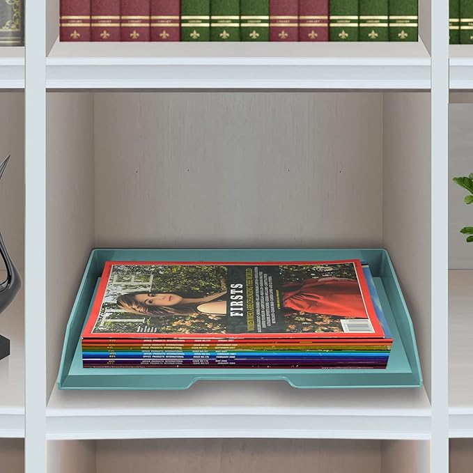 Acrimet Stackable Letter Tray Single Side Load, Plastic, Desktop File Organizer (Solid Green Color) (1 Unit)