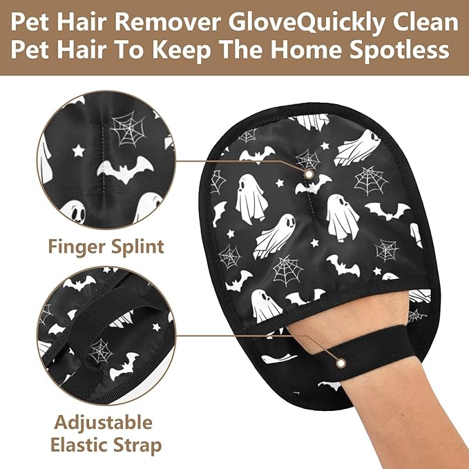 CHPGPUG Bat Ghost Spider Web Pet Hair Removal Glove for Cats & Dogs Reusable Pet Hair Removal Glove pet Hair Electrostatic Gloves
