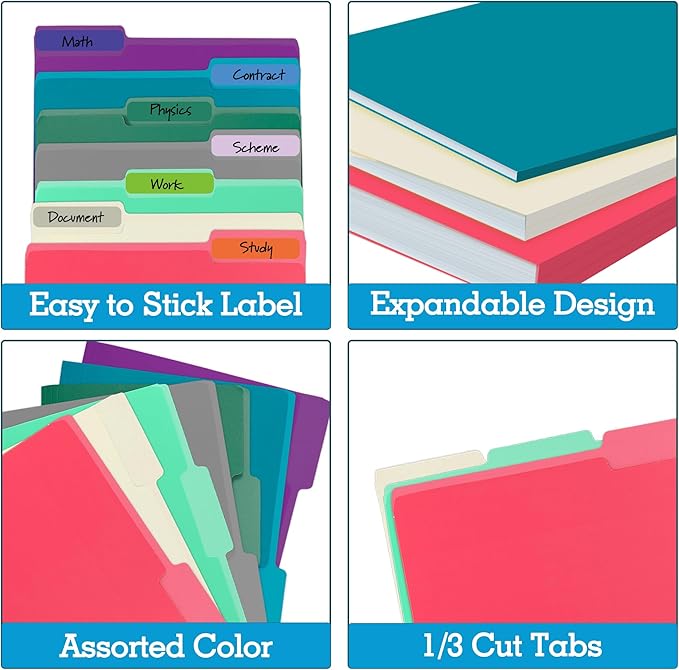 36 Packs Colored File Folders,Rose Red File Folders,Two Tone Color File Folder 8.5 x 11 Inch,1/3 Cut Tabs Letter Size,Manila File Folders for Office,School and Home,Organization