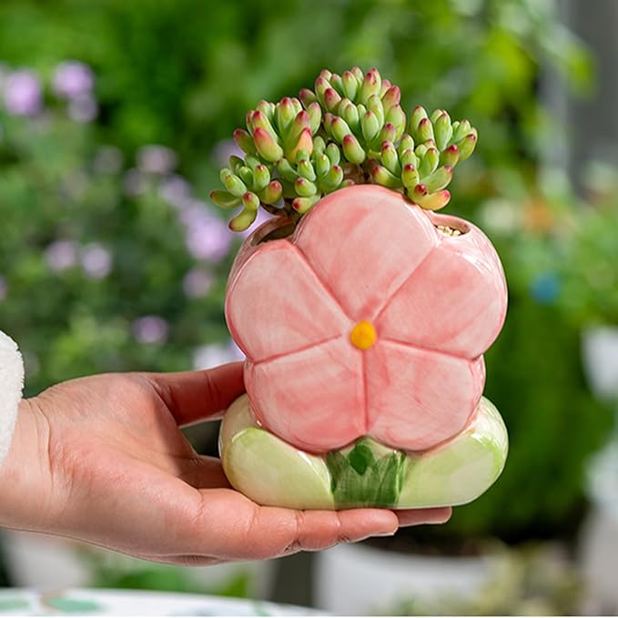 Pink Makeup Brush Holder Pen Holder for Office Desk Accessories Aesthetic Pencil Holder Cute Flower Home Decor Birthday Gifts for Women Vanity Toothbrush Holder Kawaii Kitchen Utensil Holder