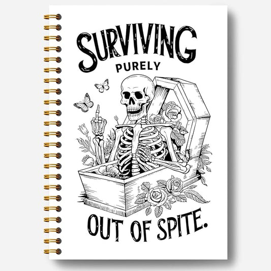Gothic Skull Notebook, Sarcastic Gifts for Women Coworkers, Gothic Goth Journal, Gothic Gifts for Women, Funny Gifts for Women Adult Humor, Floral Skeleton Gothic Spiral Notebook 5.5x8.3 Inch