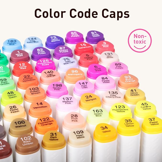 Alcohol Markers Set, 80 Colors Dual Tip Art Markers with Broad and Fine Tips for Adult Coloring Books, Drawing, Illustration, Sketching, No Bleed Ink Supplies