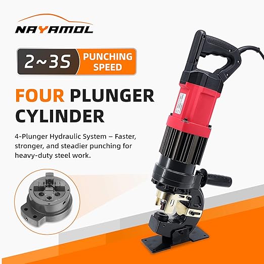 1400W Electric Hydraulic Hole Puncher, 22T Heavy Duty Metal Punching Machine with 5 Dies Φ1/4" 5/16" 1/2" 11/16" 13/16"- 110V Precision Hole Punch for Metal Plate Aluminum Copper Iron Steel (MHP-20)