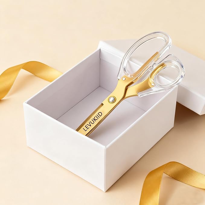 All-Purpose Fabric Scissors - 9 Inch All Purpose Scissors for Adults, Clear Handle, Ideal for Fabric Crafts, Tailor's Shears, Crafting & Office & kitchen/Gold