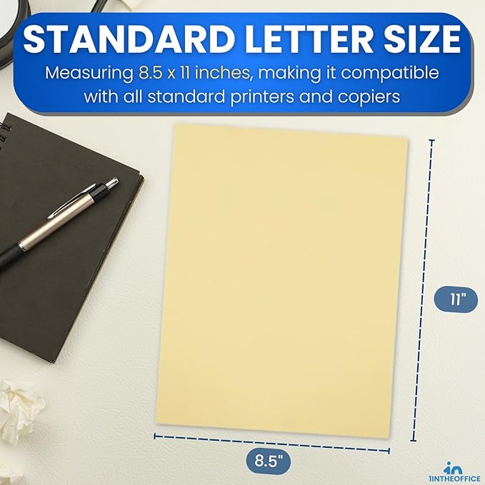1InTheOffice Colored Copy Paper 8.5x11, Yellow Colored Copy Paper, Printer Paper, 20lb Density, Letter Size, 500 Sheets