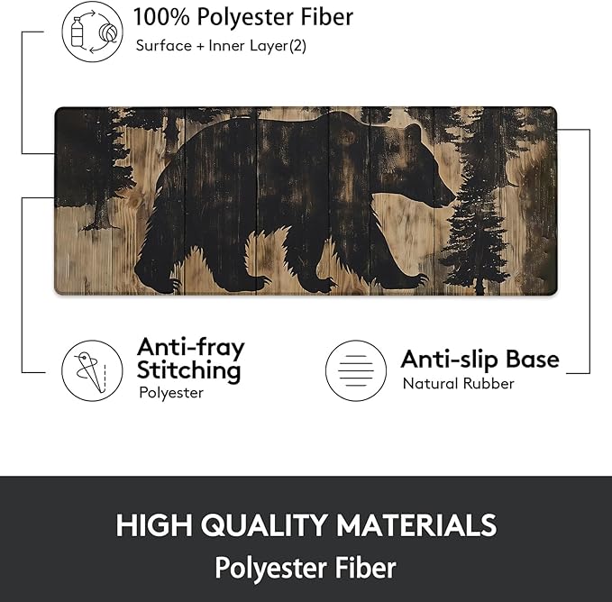 Gaming Mouse Pad, Vintage Bear Mouse Pad, Desk Mat, Non-Slip Rubber Base MousePads for Computers Laptop Office School Home Accessories Decor 31.5" x 11.8"