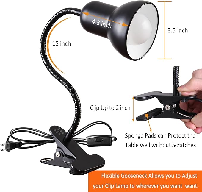 Clip on Desk Lamp, 360° Rotating Ggooseneck Lamp, Ring Light, Revolutionary Eye-Caring Desk Lamp, Portable Clip-On Reading Light for Bedroom and Office, Study Clamp - The Ideal Home Lighting Solution