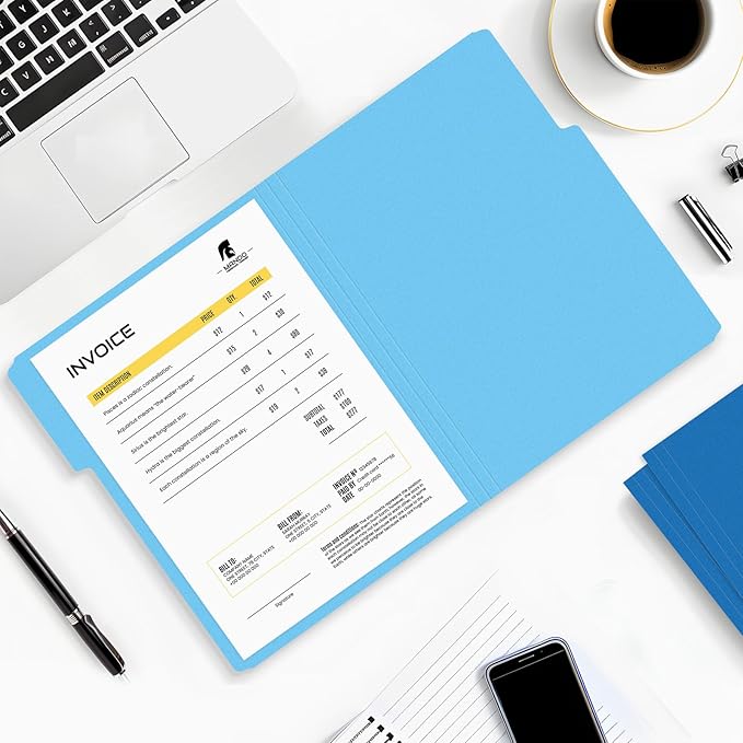 SUNEE File Folders, 120 Pack Manilla Folders 8.5 x 11, Colored File Folders Home Office School Supplies for Documents Files Paper,Blue