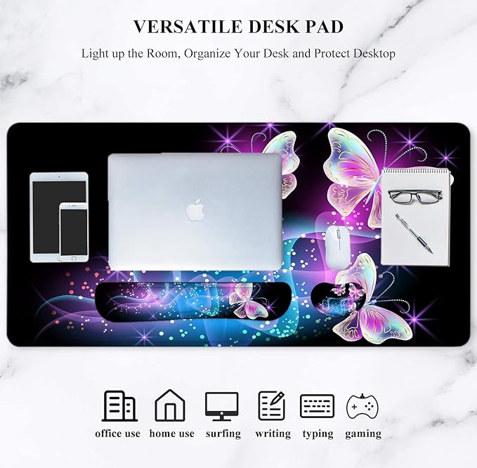 LATEEFAH Desk Mat, Mouse Pad with Wrist Rest, 4-in-1 Large Mouse Pads for Desk, Ergonomic Mouse Pad and Keyboard Wrist Rest Gaming Keyboard Mat for Office, Home