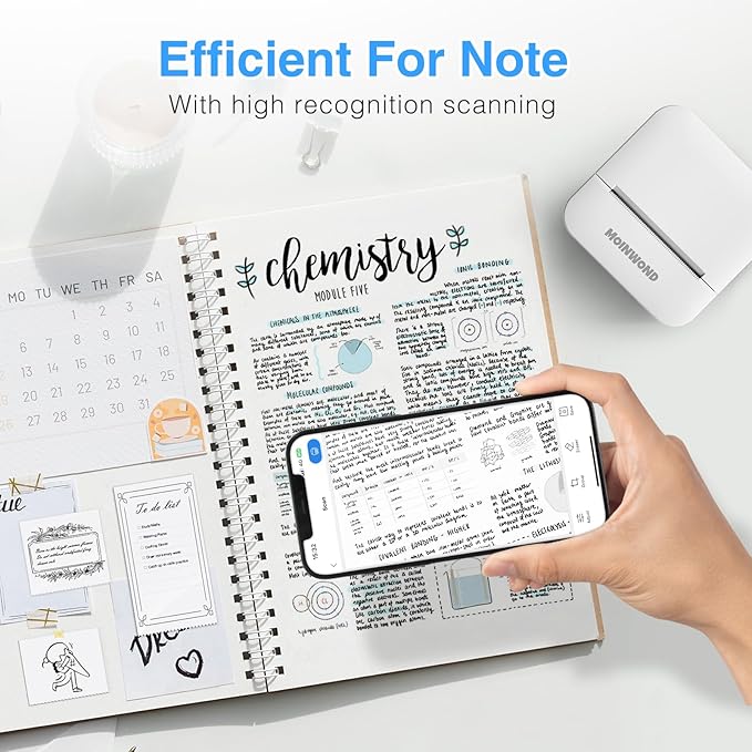 Notebuddy Mini Sticker Printer Doodle Dash Portable Thermal Printer Inkless Pocket Photo Printer Bluetooth for Learning Assistance, Scrapbook Supplies,Journal,Study Notes with Sticker Paper,White