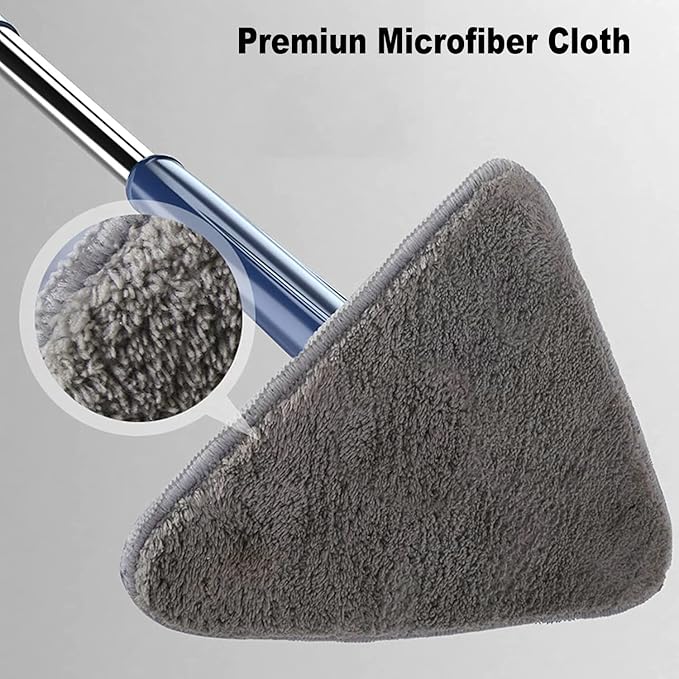 360° Rotatable Adjustable Cleaning Mop Extendable Triangle Mop with Long Handle Hand Twist Quick Dry Multifunctional Microfiber Wet and Dry Clean Floor Wall with 3 Replacement Pads