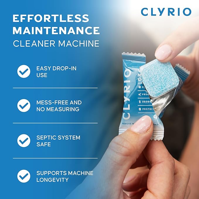Clyrio Washing Machine Cleaner Tablets - Concentrated, Multi Purpose, Septic Safe - 24 Tablets