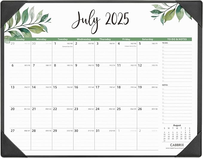Large Desk Calendar 2025-2026 with Desktop Mat, Cabbrix Desk Pad Calendar 22 x 17 Inch Covering July 2025 to December 2026, Desk Blotter Calendar 2025 for Home School and Office