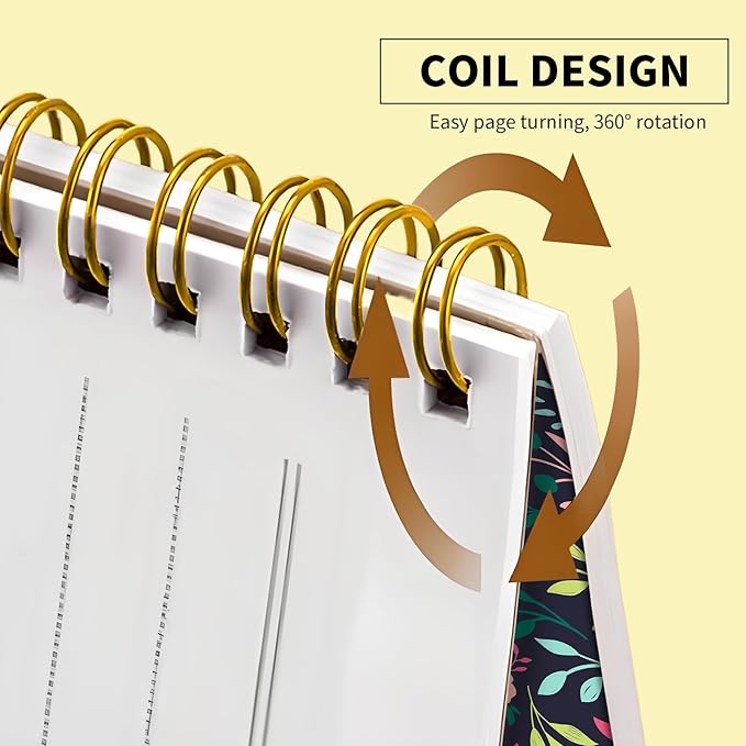 Spiral Journal Notebook, Hardcover Lined Journal for Women, Medium 6 x 8.4 in, 120 Pages Thick Paper, College Ruled Notebook for Writing, Work, Office, and School,Beautiful Garden Florals