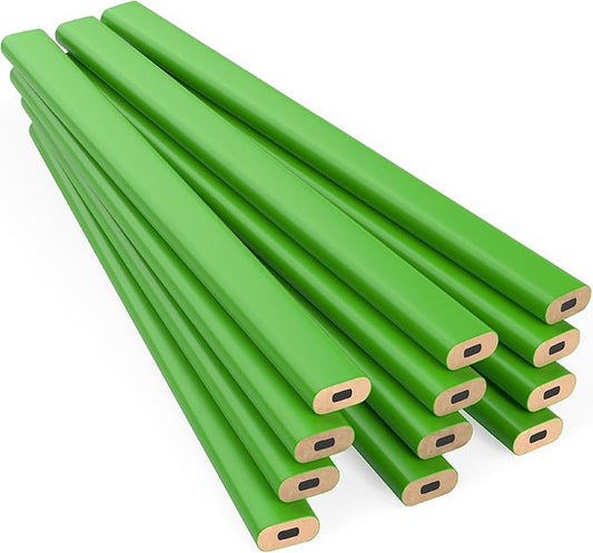 GRAPHITE Hard Lead Carpenter Pencil #2 Lumber Pencil (1) Pack of 12 PCS - Industrial Pencil Wood Flooring Marker for Wood Working Tools Marking & Concrete Marking - Neon Green