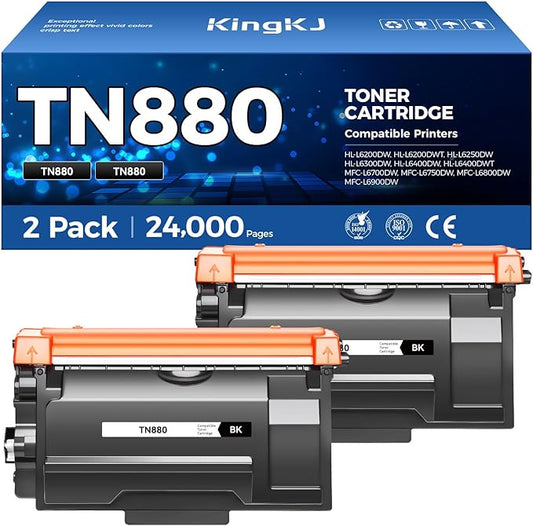 TN880 Black Toner Cartridge 2-Pack High Yield Compatible for Brother TN-880 TN850 880 Toner for HL-L6200DW L6200DWT L5200DW L5100DN L6400DW MFC-L5800DW L5700DW L6700DW L6800DW DCP-L5600DN Printer Ink