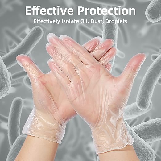 Disposable Medical Clear Vinyl Exam Gloves Industrial Gloves - Latex-Free & Powder-Free 100PCS (Small)
