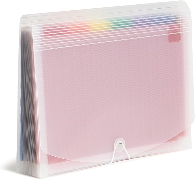 Smead Desktop Poly Expanding File Folder Organizer, Accordion File, Paper Document Storage, 24 Pockets, Flap and Cord Closure, Letter Size (70897)