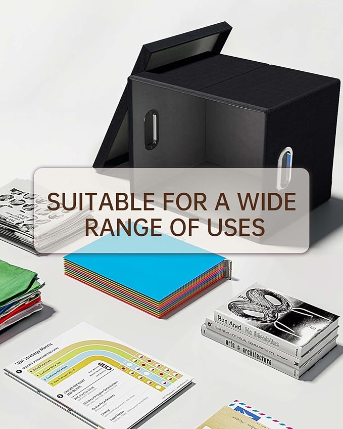 2 Pack File Storage Organizer, Filing Box, Portable File Box with Lid, Fit for Letter/Legal File Folder Storage, Document Organizer, Black