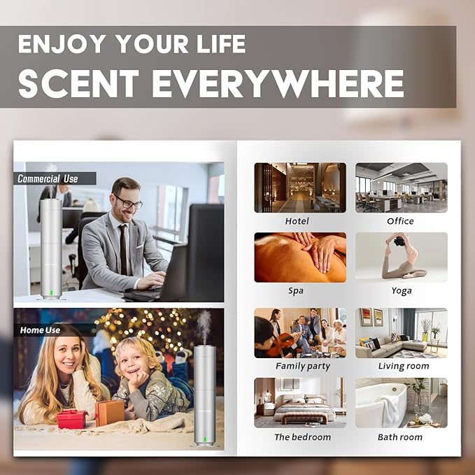 Diffuser Machine for Hotel-Scent Air Machine for Home-Diffusers for Home-Waterless Essential Oil Diffusers-Studio Scent Diffuser-Large Room-Cold Air-Office Fragrance-App Remote Control - Silver