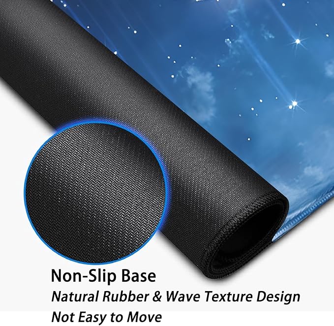 Blue Sky Stars Moon Desk Pad Mouse Pad,Large XL Meteor Showers Mouse Mat with Stitched Edges,Non-Slip Rubber Base Mousepad for Office PC Keyboard Laptop and Home Work Desk Mat(27.5X11.8 in)
