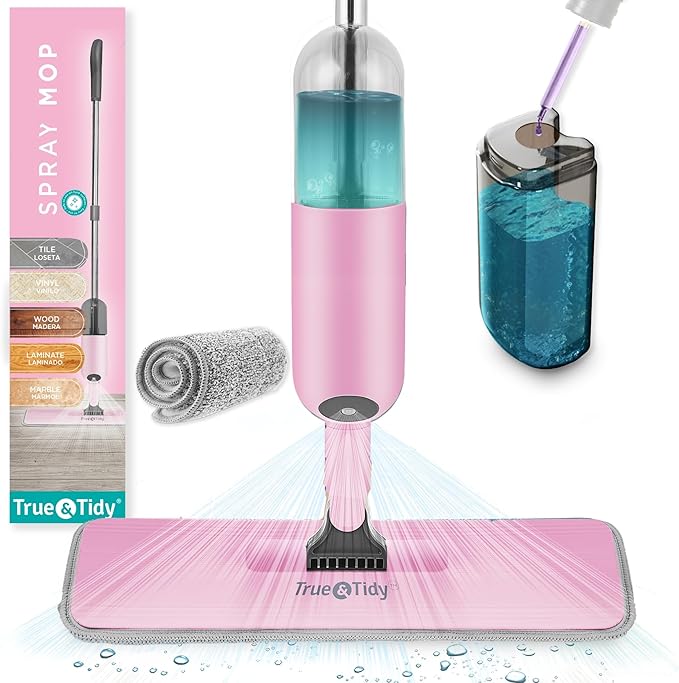 Heavy Duty Spray Mop for Floor Cleaning, Refillable Water Bottle, Use Any Cleaning Solution, Machine Washable Mop Pads, 360° Swivel Head